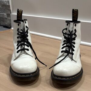Dr. Martens White Leather Combat Boots
